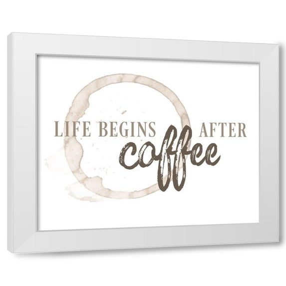 CAD Designs 4x14 White Modern Wood Framed Wall Art Titled - After Coffee