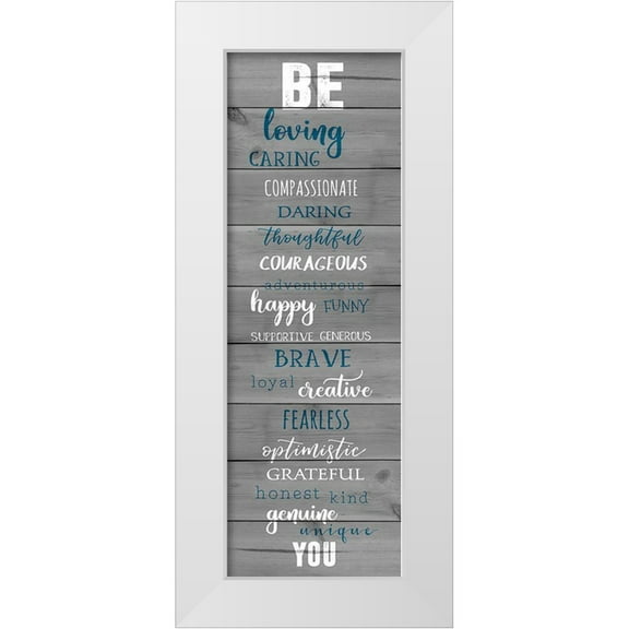 CAD Designs 7x14 White Modern Wood Framed Museum Art Print Titled - Be Loving