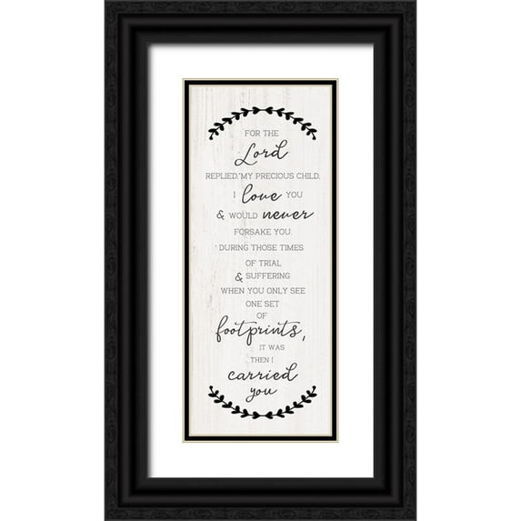 CAD Designs 8x14 Black Ornate Wood Framed with Double Matting Museum Art Print Titled - Footprints