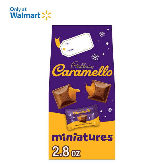 Cadbury Caramello Miniatures Milk Chocolate Caramel Christmas Candy Stocking Stuffers, Gift Bag 2.8 oz