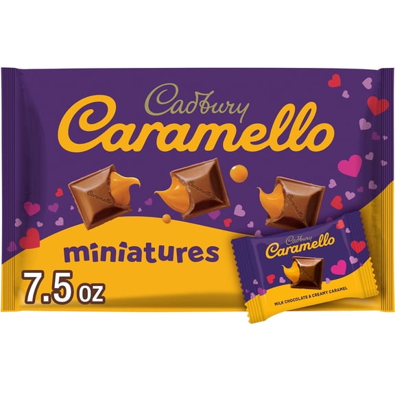 CADBURY CARAMELLO Miniatures Milk Chocolate Caramel, Valentine's Candy Bag, 7.5 oz