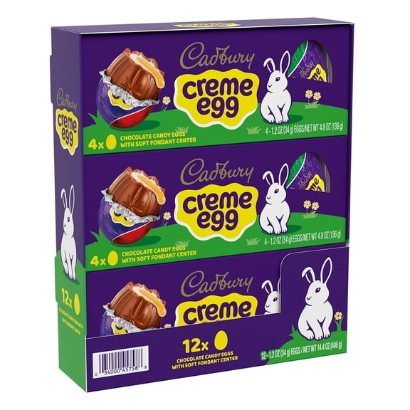 CADBURY CREME EGG Easter Milk Chocolate and Fondant Candy, 12 pk.