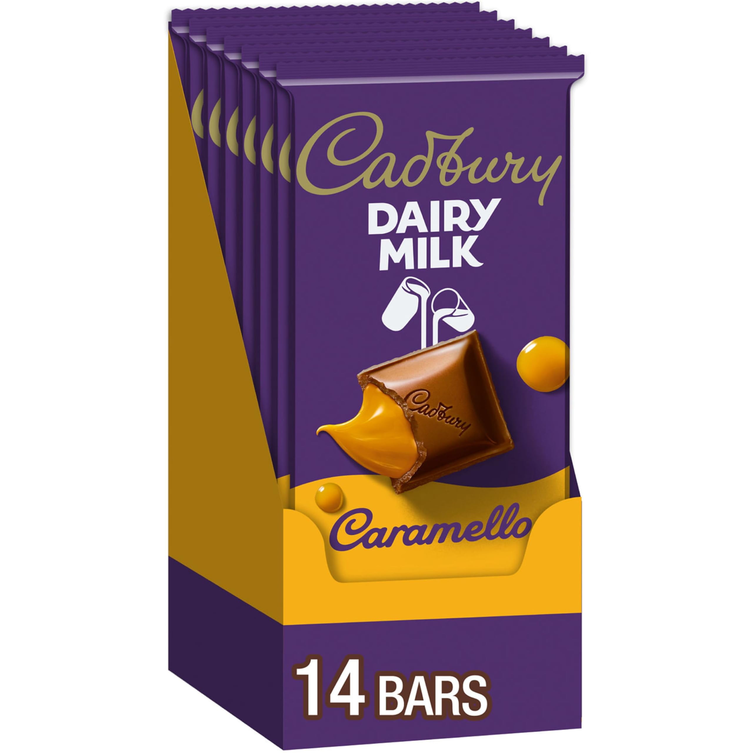 CADBURY DAIRY MILK CARAMELLO Milk Chocolate Candy Bars, 4 oz (14 Count ...