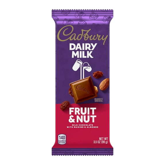 CADBURY DAIRY MILK Fruit & Nut Milk Chocolate Candy Bar 3.5 oz - Pack of 1