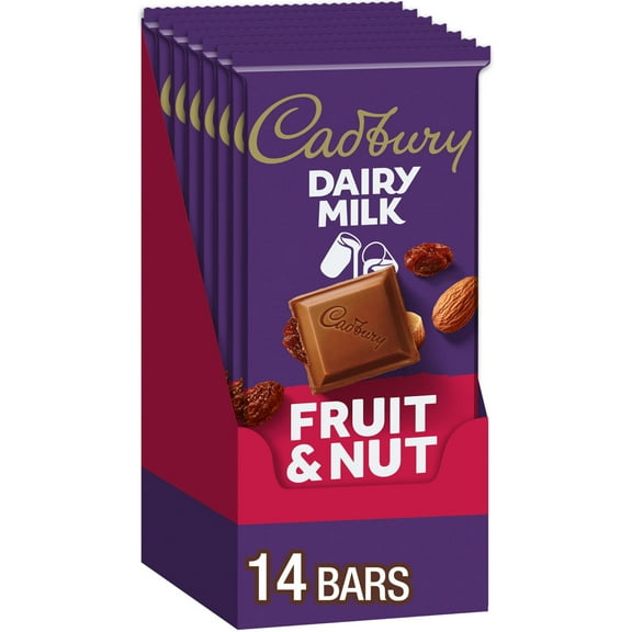 CADBURY DAIRY MILK Fruit & Nut Milk Chocolate Candy Bars, 3.5 oz (14 Count)