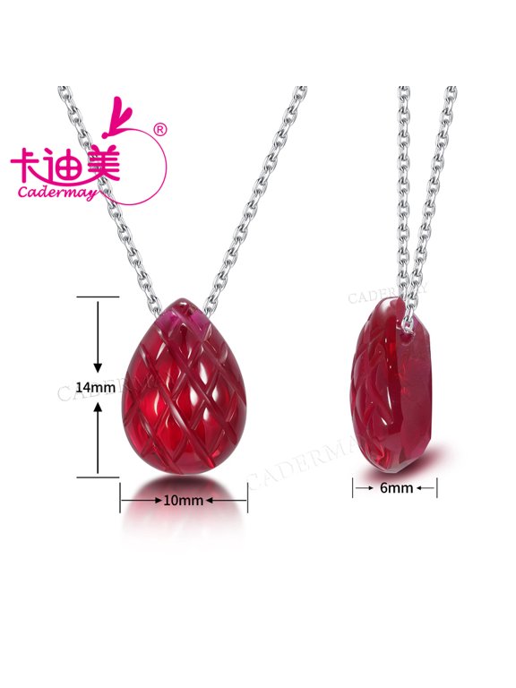 10x14mm Pear Shape Lab Grown Ruby Pigeon Blood Red With Inclusions S925 Silver Necklace For Women Jewelry Wedding Anniversary Gifts