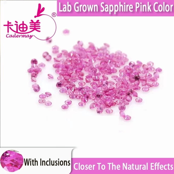CADERMAY 3.0mm 20pcs Lab Grown Pink Sapphire Loose Gemstones Created Sapphire With Inclusions Round Shape Meele Stone For Inlaid Fine Jewelry Making DIY