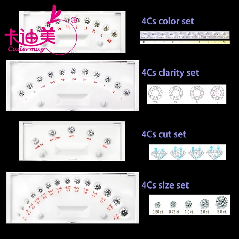 CADERMAY 4Cs Tester Teaching Tool Display Diamond Standard Scale Master Stone Round laser Cubic Zirconia Stone Jewelry
