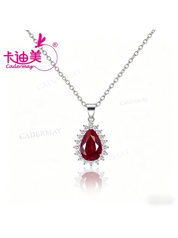 8x12mm Pear Shape Lab Grown Pigeon Blood Red Ruby With Inclusions S925 Sterling Silver Necklace For Women Jewelry Gifts