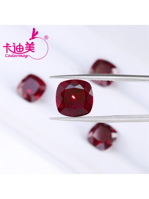 8x8mm 2pcs Cushion Cut Dark Red Lab Grown Ruby Loose Stones With Inclusion For Customized Jewelry Making DIY