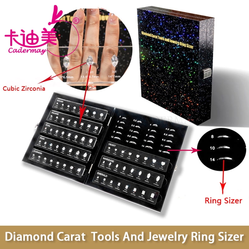 CADERMAY Ring Sizer Tester Teaching Tool Display Diamond Standard Scale Master Stone Round laser Cubic Zirconia Stone Jewelry