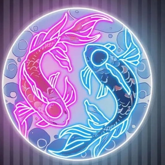 CADODIS Chinese Koi Fish Taiji Dual Fish Symbol Neon Sign LED Wall ...