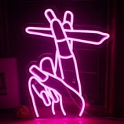 CADODIS Rock Hand Gesture Smoking Neon Sign LED Light Wall Decor USB Powered Bedroom Nail Room Salon Bar Party Gift
