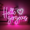 thumbnail image 1 of CADODIS Hello Gorgeous Love Neon Sign LED Light Wall Decor USB Powered Dimmable Sign Wedding Party Bedroom Lady Woman Gift，PINK&WHITE, 1 of 5