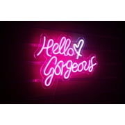 CADODIS Hello Gorgeous Love Neon Sign LED Light Wall Decor USB Powered Dimmable Sign Wedding Party Bedroom Lady Woman Gift，PINK&WHITE