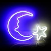 CADODIS Neon Moon Star Light LED Night Light Crescent Moon Star USB Powered Bedroom Kids Room Nursery Home Decor Gift