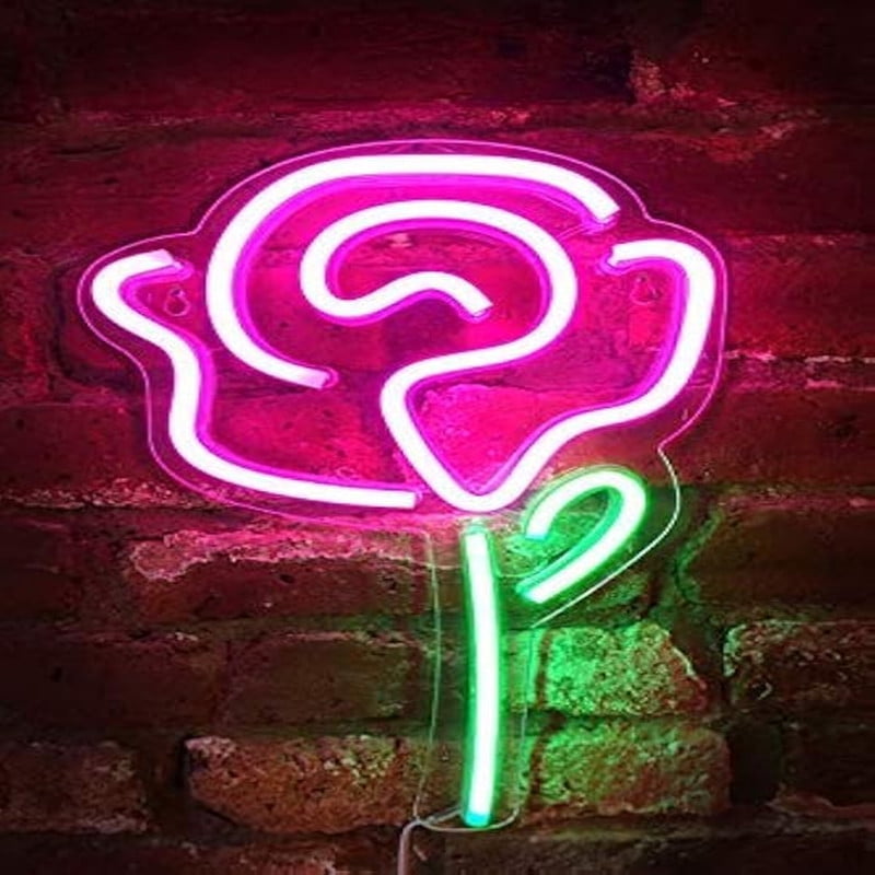Led Light Sign Roses CADODIS Rose Neon Sign LED Light Wall Decor USB Powered Natural Style ...