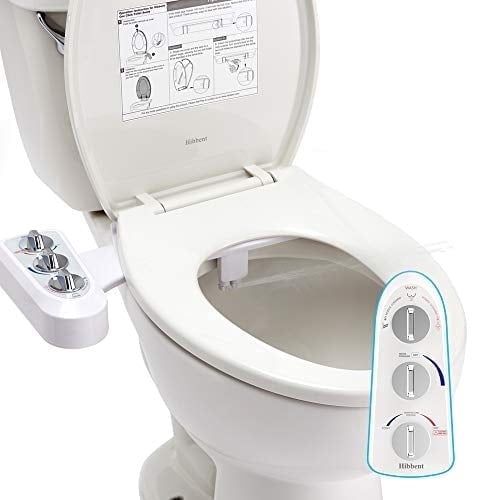 CADOVE Non-Electric Bidet Attachment for Toilet, Dual Self-Cleaning Nozzle, Hot & Cold Water