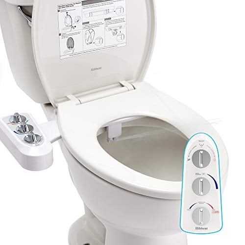 CADOVE Non-Electric Bidet Attachment for Toilet, Dual Self-Cleaning Nozzle, Hot & Cold Water