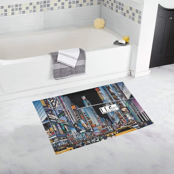 CADecor A Street In New York City At Night Non-Slip Bath Mat Rug Bath Doormat Floor Rug 30x18 inches