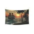 thumbnail image 1 of CADecor A Tall Ship Arrives At A Tropical Beach Bedspread Dorm Decor Wall Hanging Tapestry 60x90 inches, 1 of 1