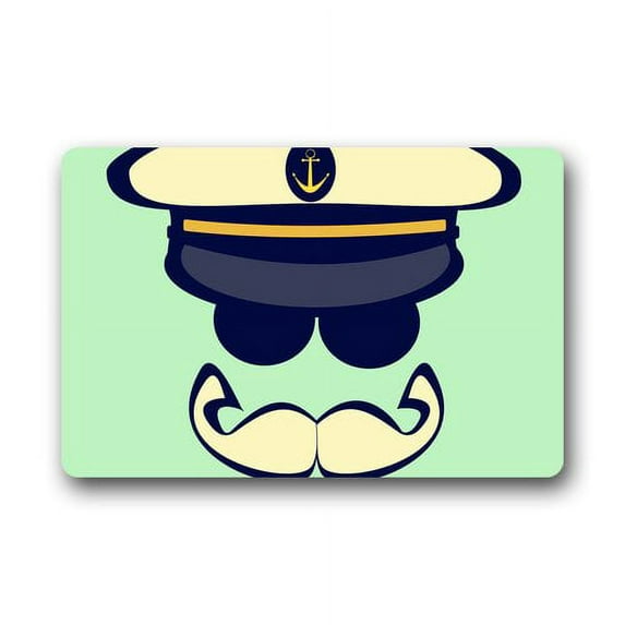 CADecor Abstract Art Captain Face with Hat and Mustache Doormat Mat 23.6x15.7 inches
