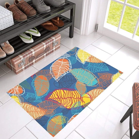 CADecor Abstract Bright Leaves Non-Slip Bath Mat Rug Bath Doormat Floor Rug 30x18 inches