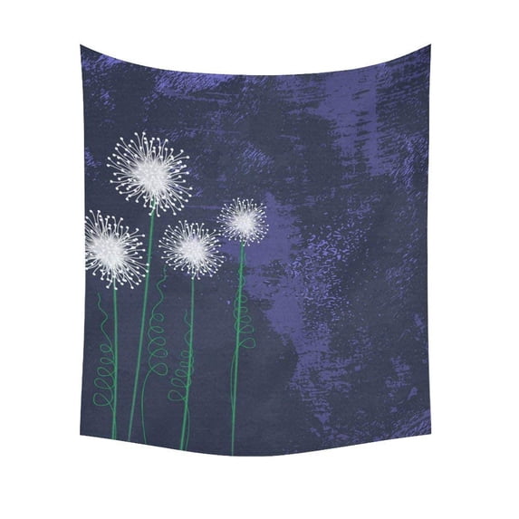 CADecor Abstract Flowers Purple Wall Hanging Tapestry Dorm Art 51x60 inchesches