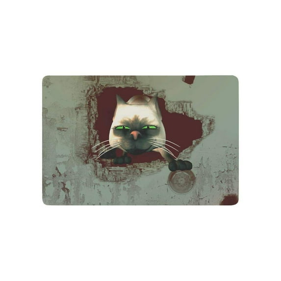 CADecor Animal Door Mat Home Decor, Funny Cat Looking out of a Hole Indoor Outdoor Entrance Doormat 23.6x15.7 Inches