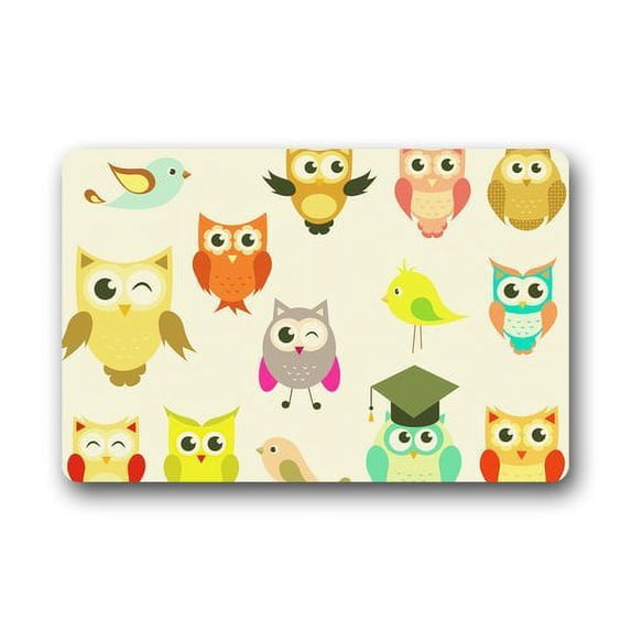 CADecor Animal Print Colorful Owl Collection Picture Doormat Mat 23.6x15.7 inches