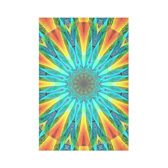 CADecor Aqua Gold Joy to the World Flowers, Zen Rainbow Wall Tapestry Wall Hanging Wall Art Home Decor 60x90 inches