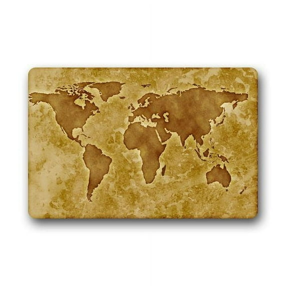 CADecor Art Design World Map Brown Doormat Mat 23.6x15.7 inches