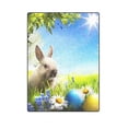 thumbnail image 1 of CADecor Art Little Easter Bunny And Easter Eggs On Green Grassland Fleece Blanket Bedroom Wrap Throw 58x80 inches, 1 of 2