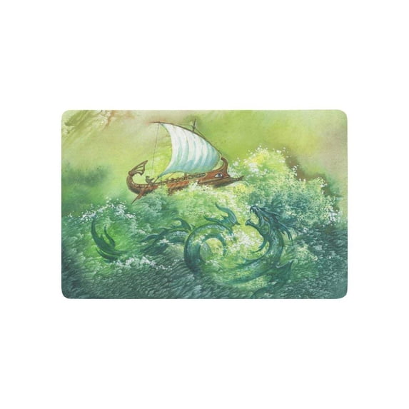 CADecor Art Painting Door Mat Home Decor, Fantasy Dragon with a Ship Indoor Outdoor Entrance Doormat 23.6x15.7 Inches