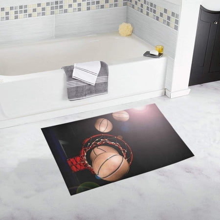 CADecor Basketball With Light Effect Non-Slip Bath Mat Rug Bath Doormat Floor Rug 30x18 inches