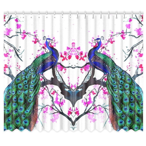 CADecor Beautiful Painting Peacock Window Curtain Window Treatments Kitchen Curtains 26x39 inches, 2 Pieces