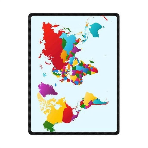 CADecor Beautiful Pattern With World Map Fleece Blanket Bedroom Wrap Throw 58x80 inches