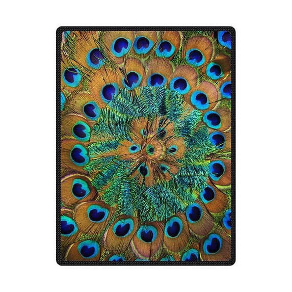 CADecor Beautiful Peacock Feather Fleece Blanket Throw Blanket 58x80 inches