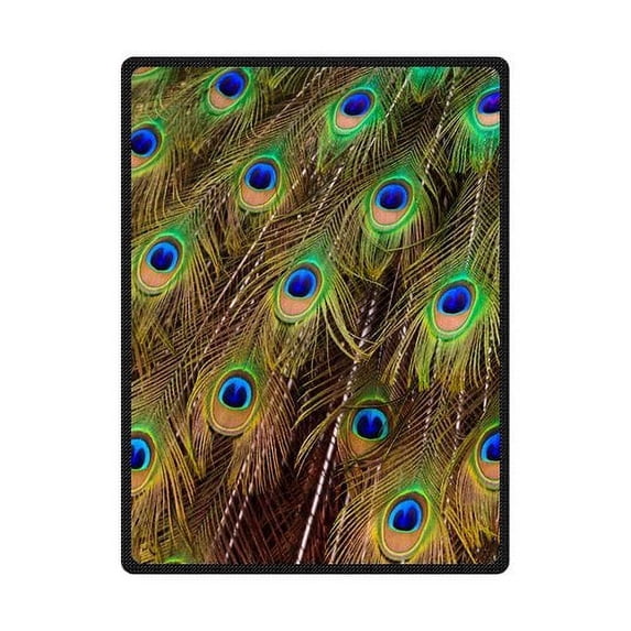 CADecor Beautiful Peacock Feather Fleece Blanket Throw Blanket 58x80 inches
