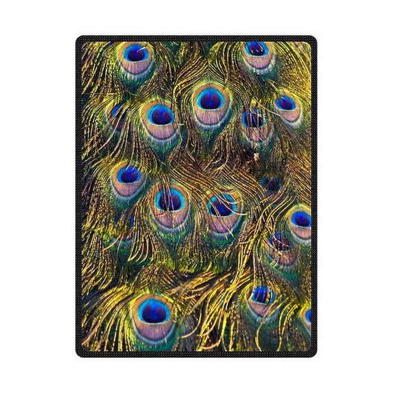 CADecor Beautiful Peacock Feather Fleece Blanket Throw Blanket 58x80 inches