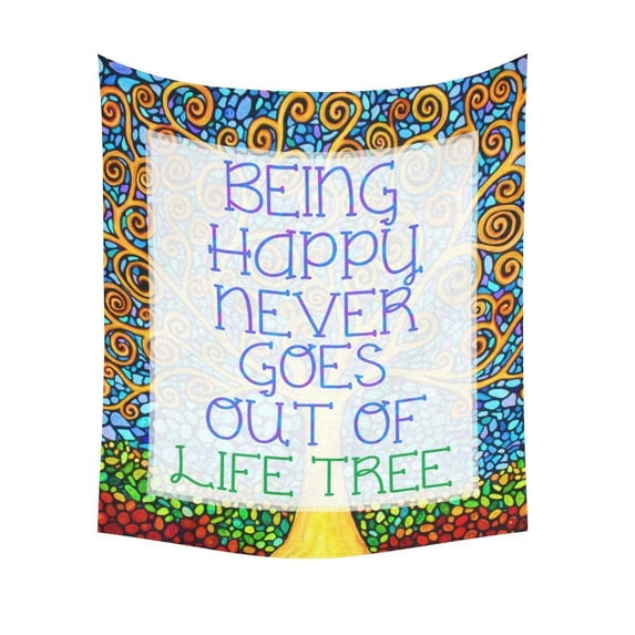 CADecor Being Happy Never Goes Out of Life Tree Tapestry Wall Hanging Dorm Art 51x60 inchesches