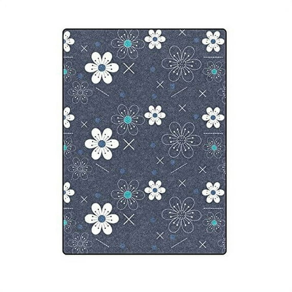 CADecor Blue White Flower Throw Blanket Bed Sofa Blanket 58x80 inches