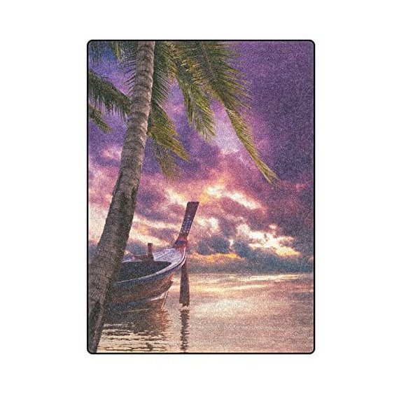 CADecor Boat Ruea Hang Yao Sunrise Phuket Thailand Couch Sofa or Bed Fleece Blanket Throw 58x80 inches