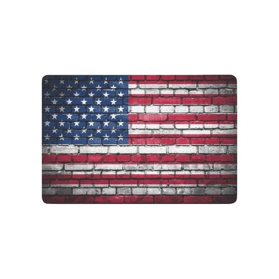 CADecor Brick Wall Door Mat Home Decor, American Flag Stars Indoor Outdoor Entrance Doormat 23.6x15.7 Inches