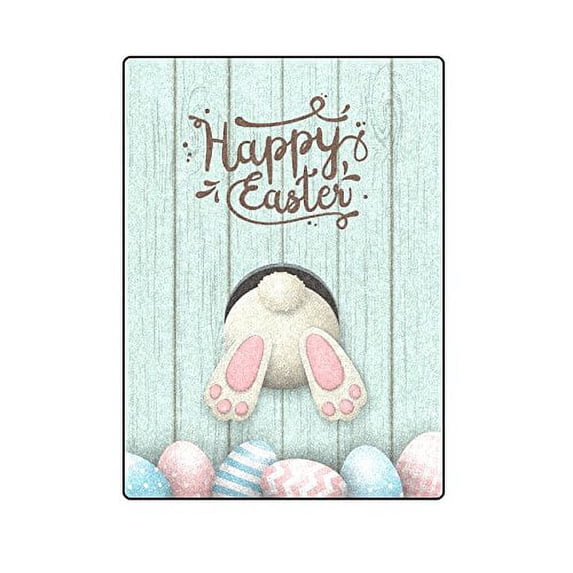 CADecor Bunny Bottom And Easter Pink And Blue Eggs Throw Blanket Bed Sofa Blanket 58x80 inches