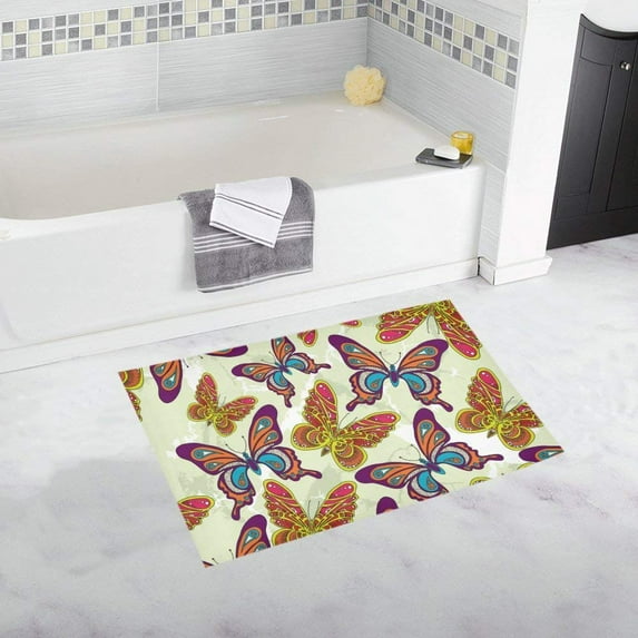 CADecor Butterflies Non-Slip Bath Mat Rug Bath Doormat Floor Rug 30x18 inches