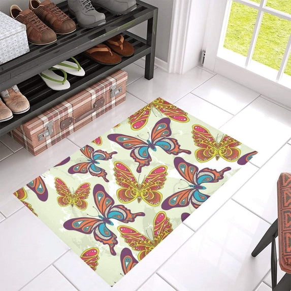 CADecor Butterflies Non-Slip Bath Mat Rug Bath Doormat Floor Rug 30x18 inches