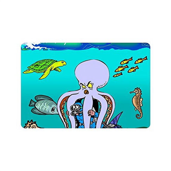 CADecor Cartoon Octopus Non-Slip Indoor/Outdoor Doormat 23.6x15.7 inches
