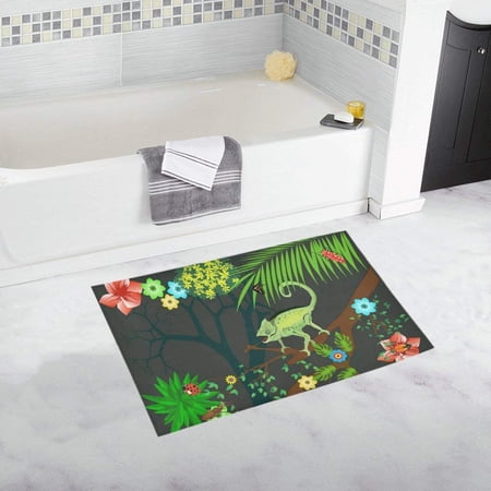 CADecor Chameleon On Tree Branch Non-Slip Bath Mat Rug Bath Doormat Floor Rug 30x18 inches