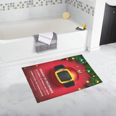 CADecor Christmas Ball With Santa's Belt Non-Slip Bath Mat Rug Bath Doormat Floor Rug 30x18 inches